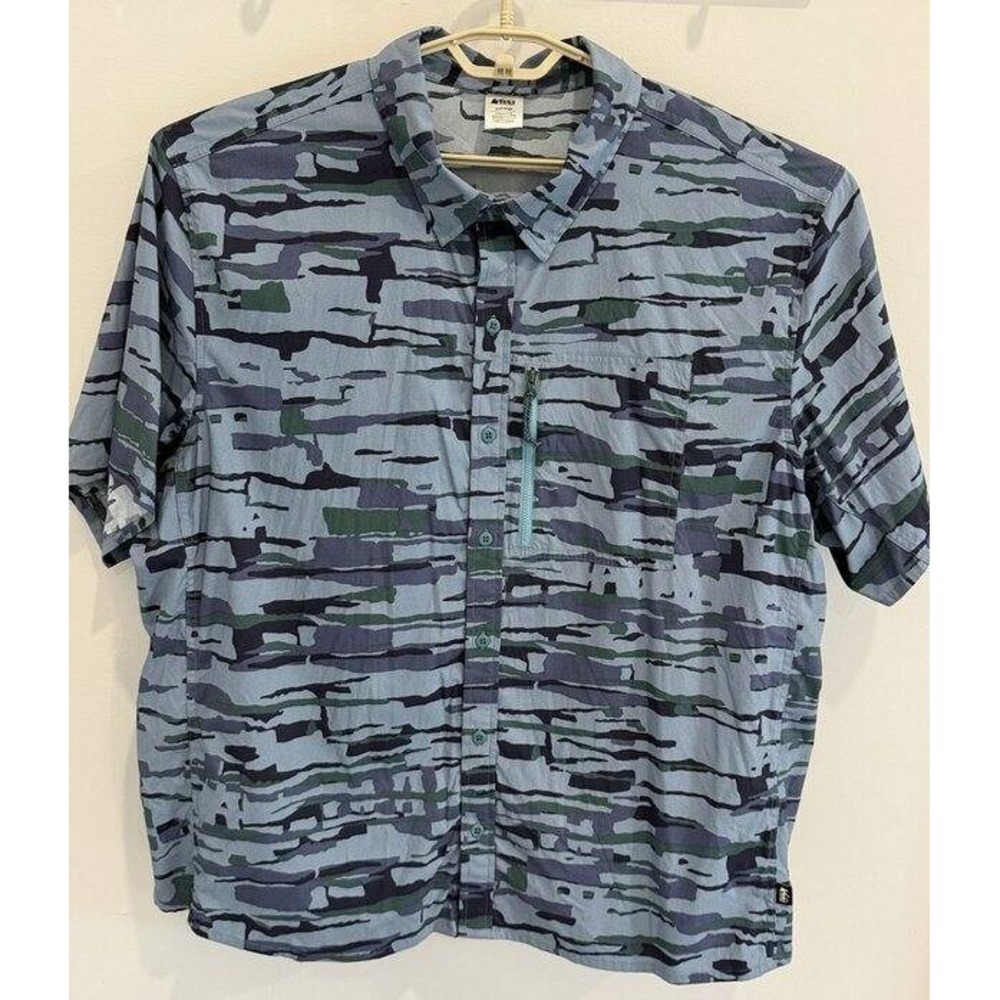 REI Co-op Trailmade Shirt Moisture Wicking Quick Dry Short Sleeve Blue Green XL